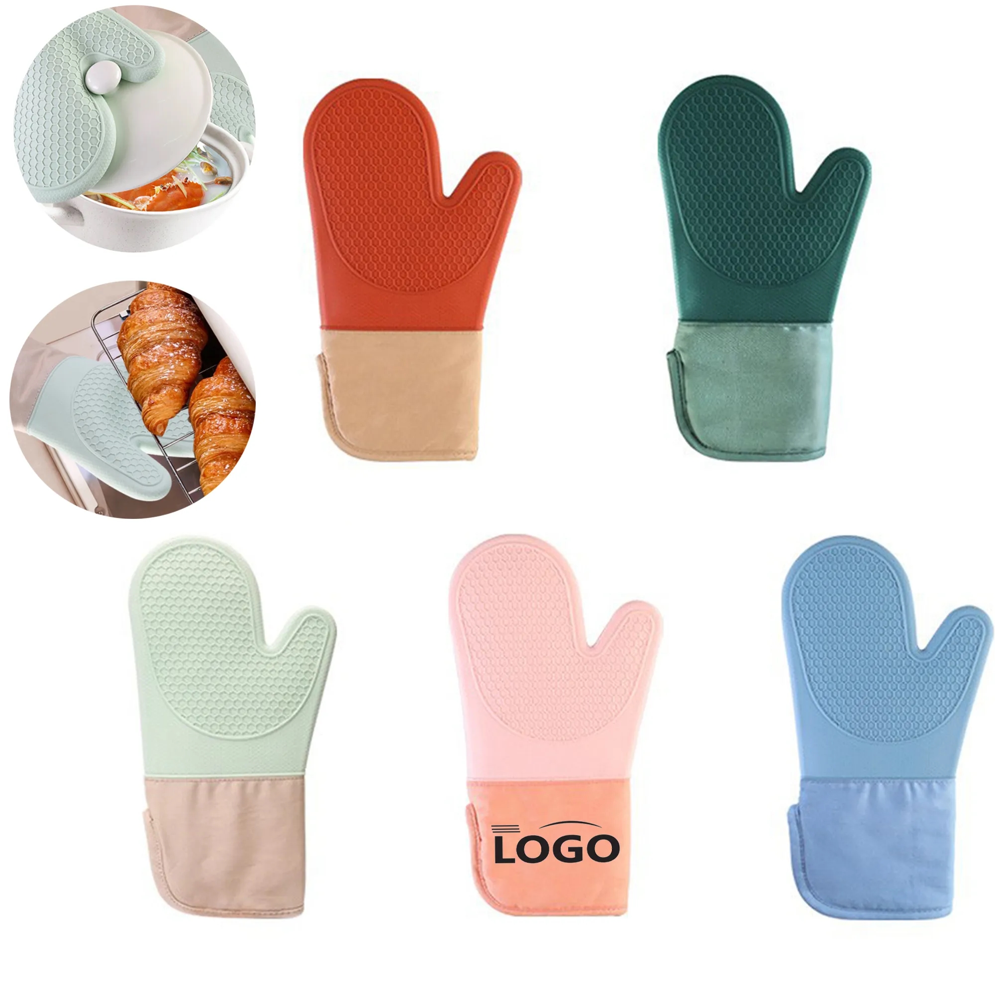 MOQ20 Thickened Lengthened Silicone Oven Mitt 3