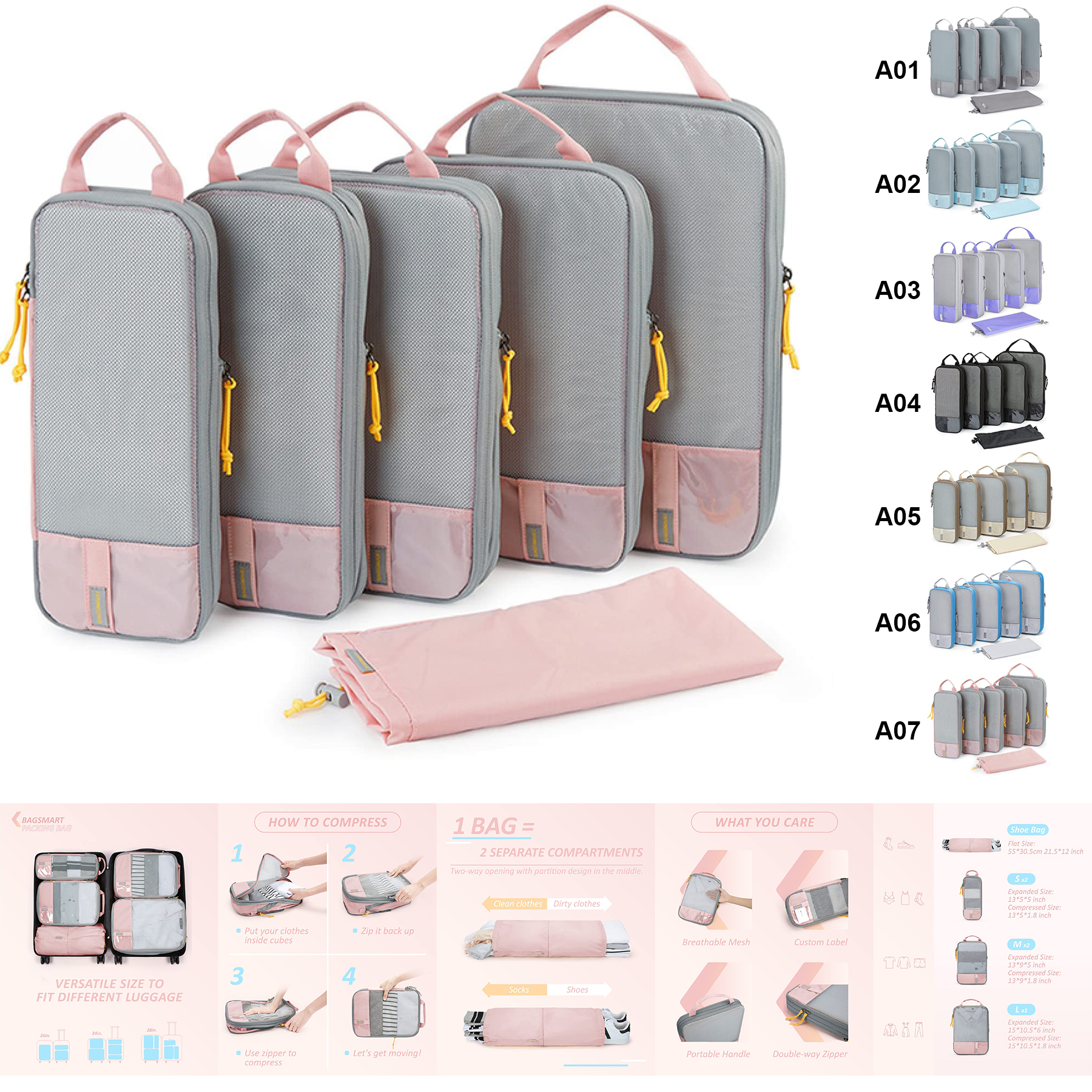 Compression Packing Cubes for Suitcases