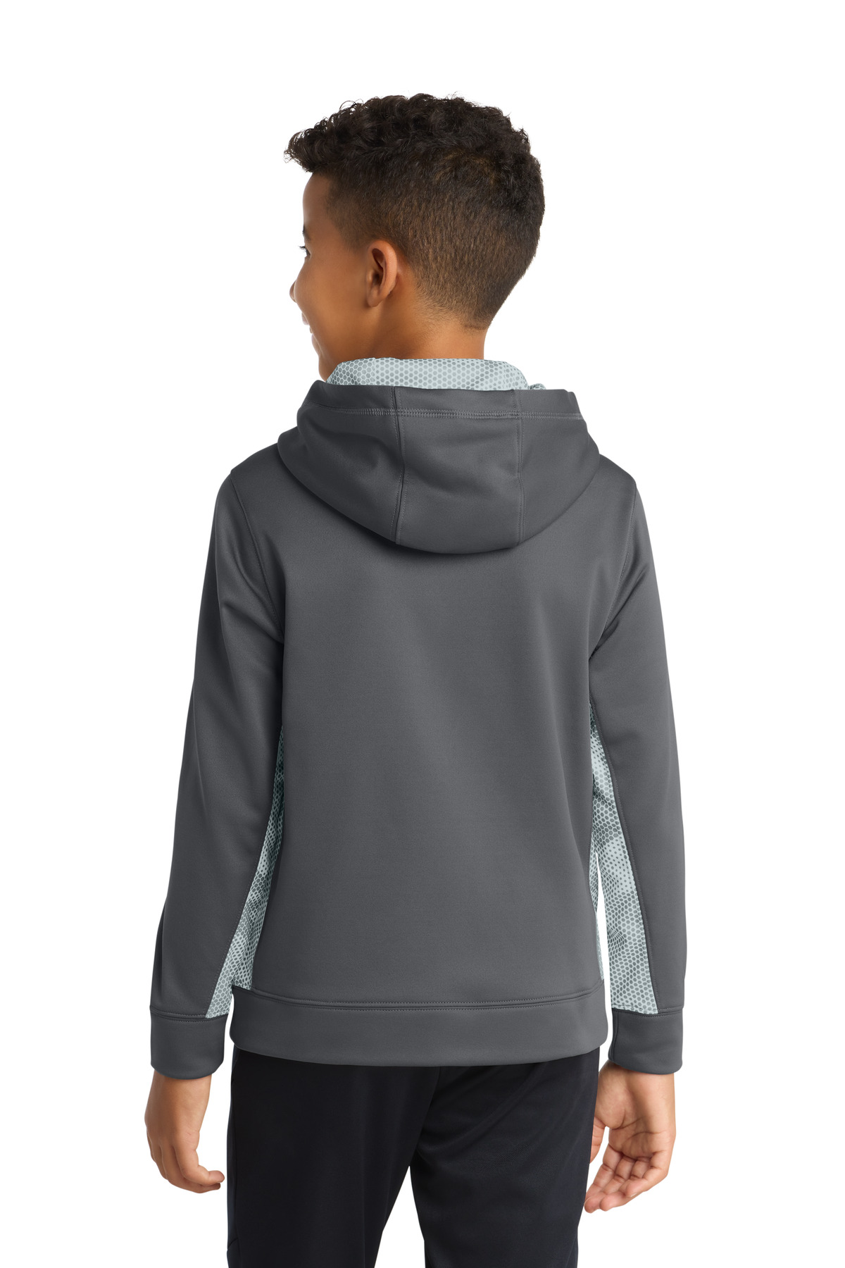 Sport-Tek Youth Sport-Wick CamoHex Fleece Colorblock Hooded Pullover. YST239 4