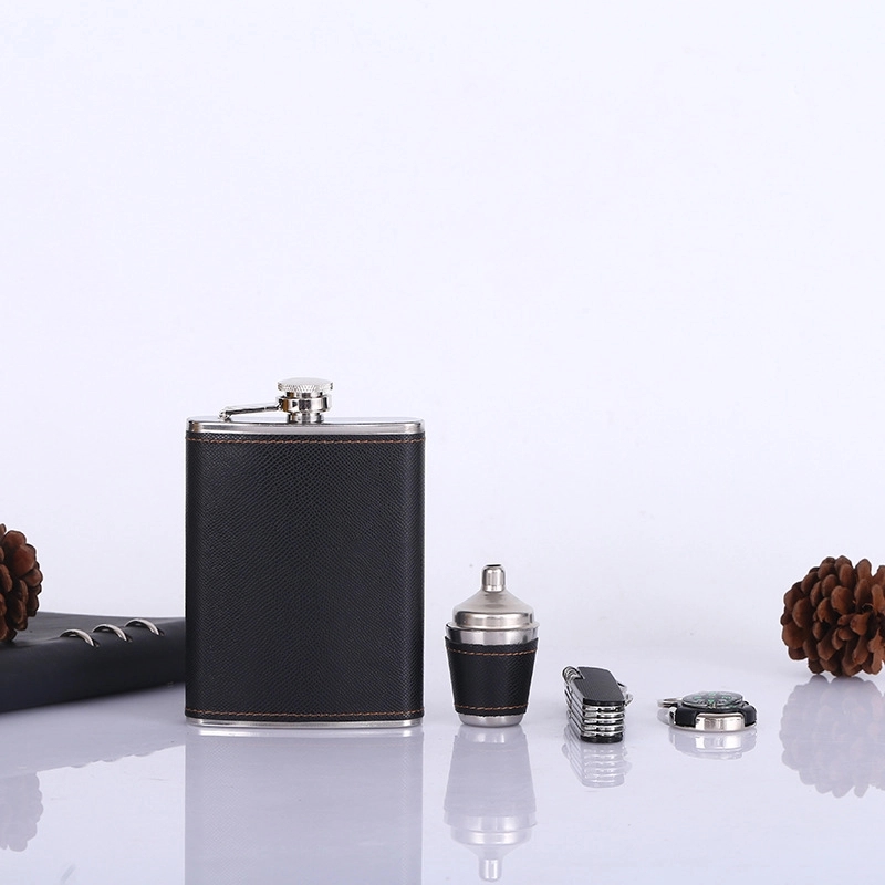 Custom 8 oz Hip Flask Gift Set With Folding Knife 14