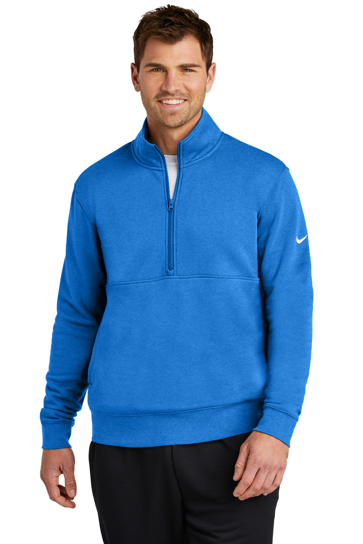 Nike Club Fleece Sleeve Swoosh 1/2-Zip NKDX6718, custom hoodie or sweatshirt with logo imprint 56