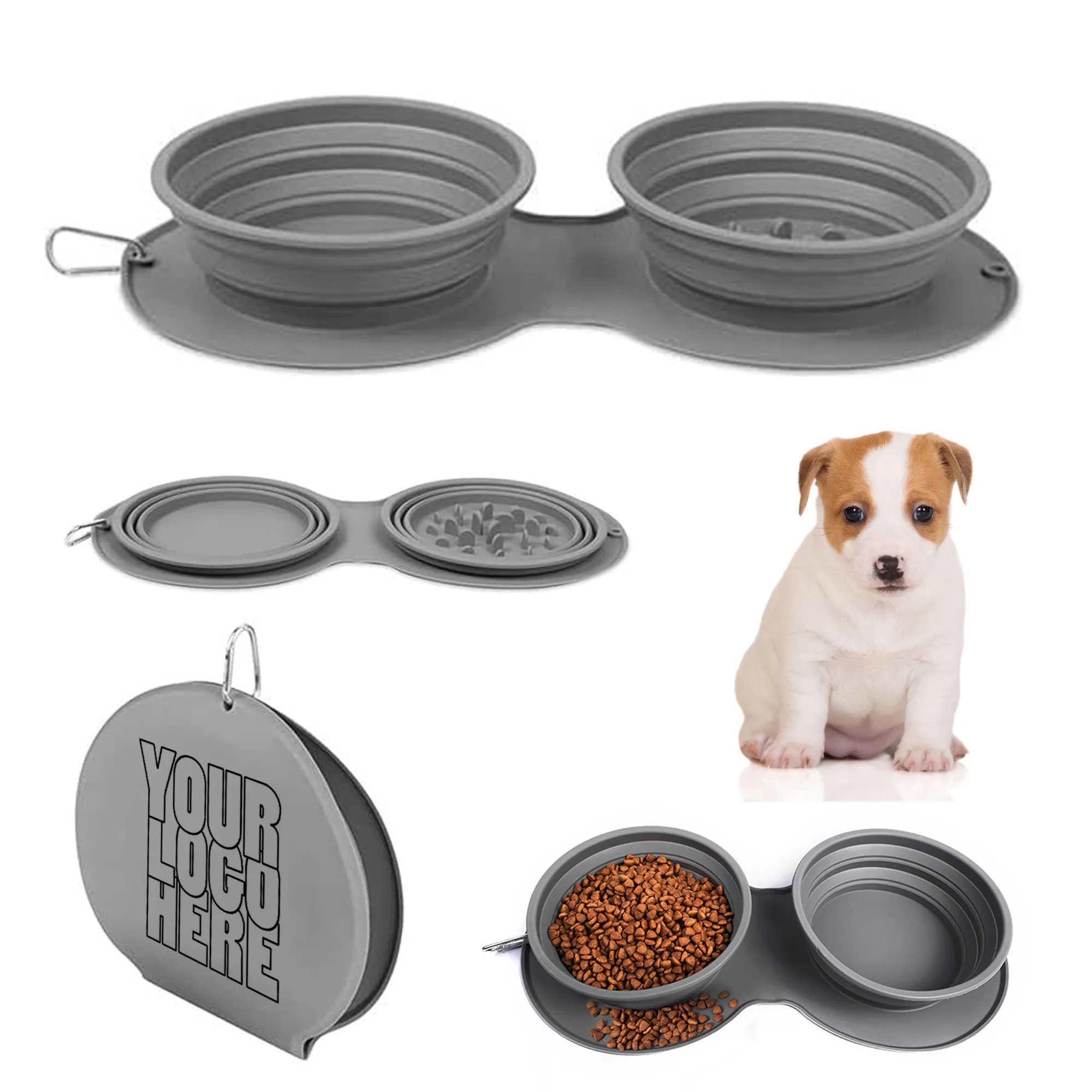 Travel Twin Pet Bowls For Dogs Or Cats