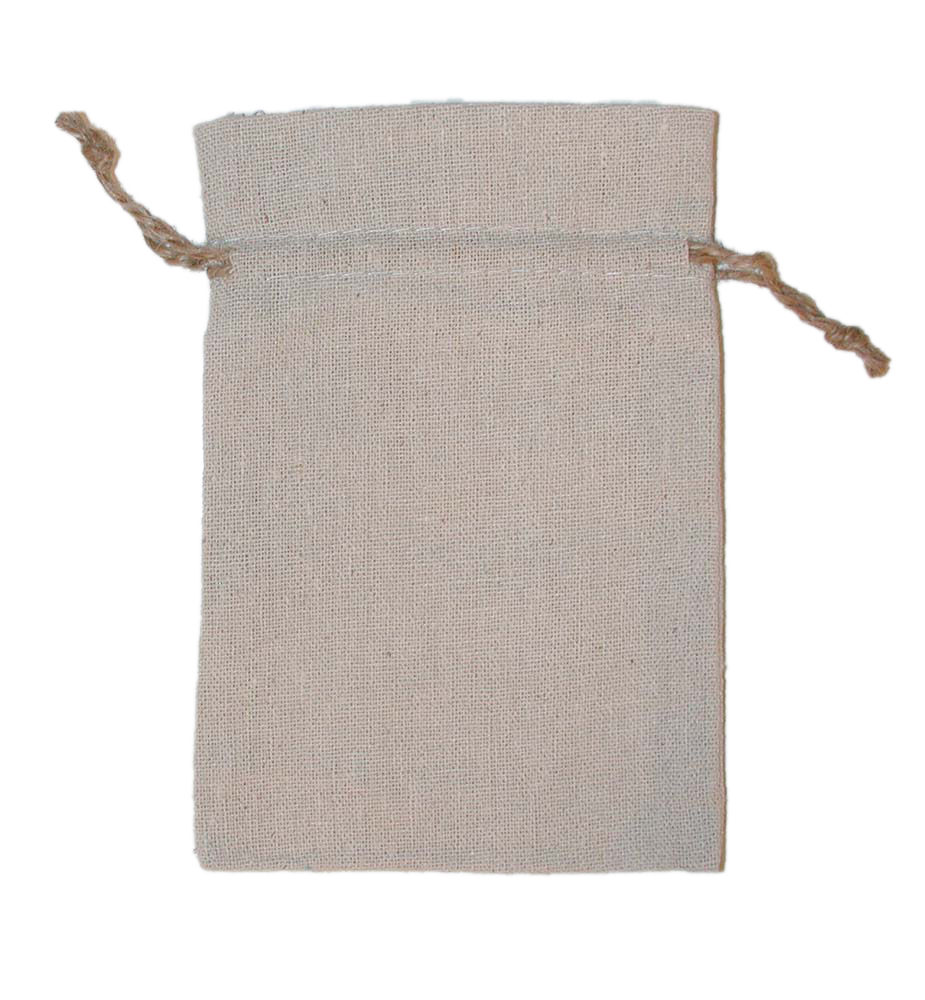 REBEL Rough 100% Natural Cotton Drawstring Bag w hemp drawstring 4x6" (LINEN TEXTURE) 3
