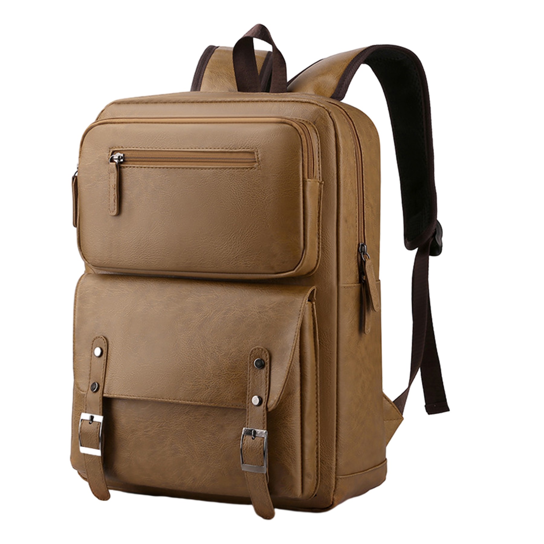 Large Capacity Soft Pu Leather Laptop Travel Backpack 2