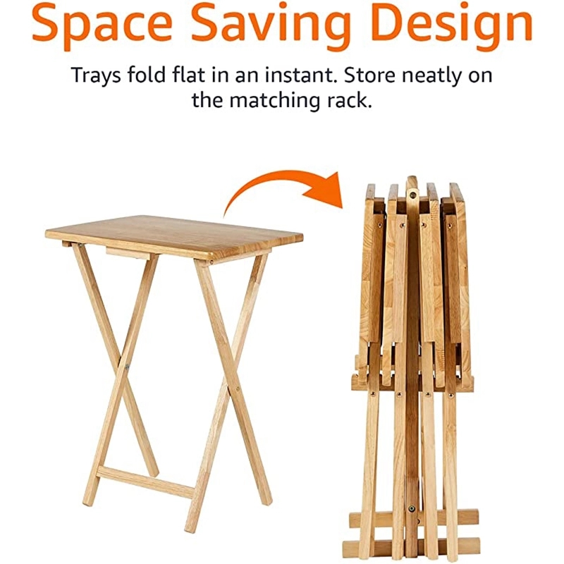 Basics Classic Tv Dinner Folding Trays With Storage Rack 7