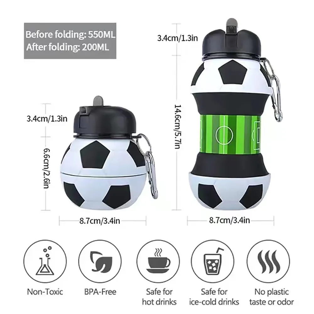 Clip-On Collapsible Silicone Sport ball Water Bottle 4