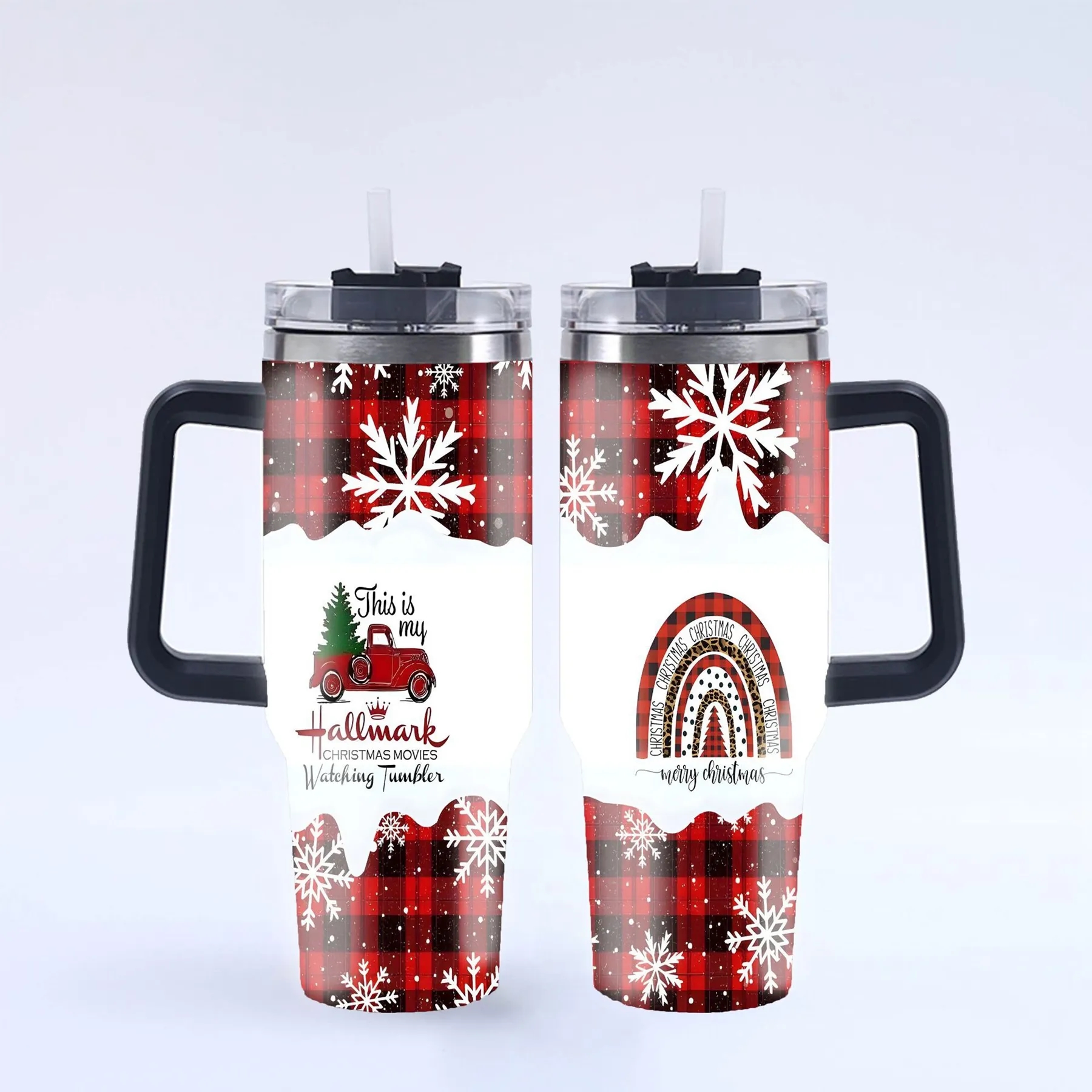 40 Oz. Christmas Theme Vacuum Tumbler with Lid and Straw 3