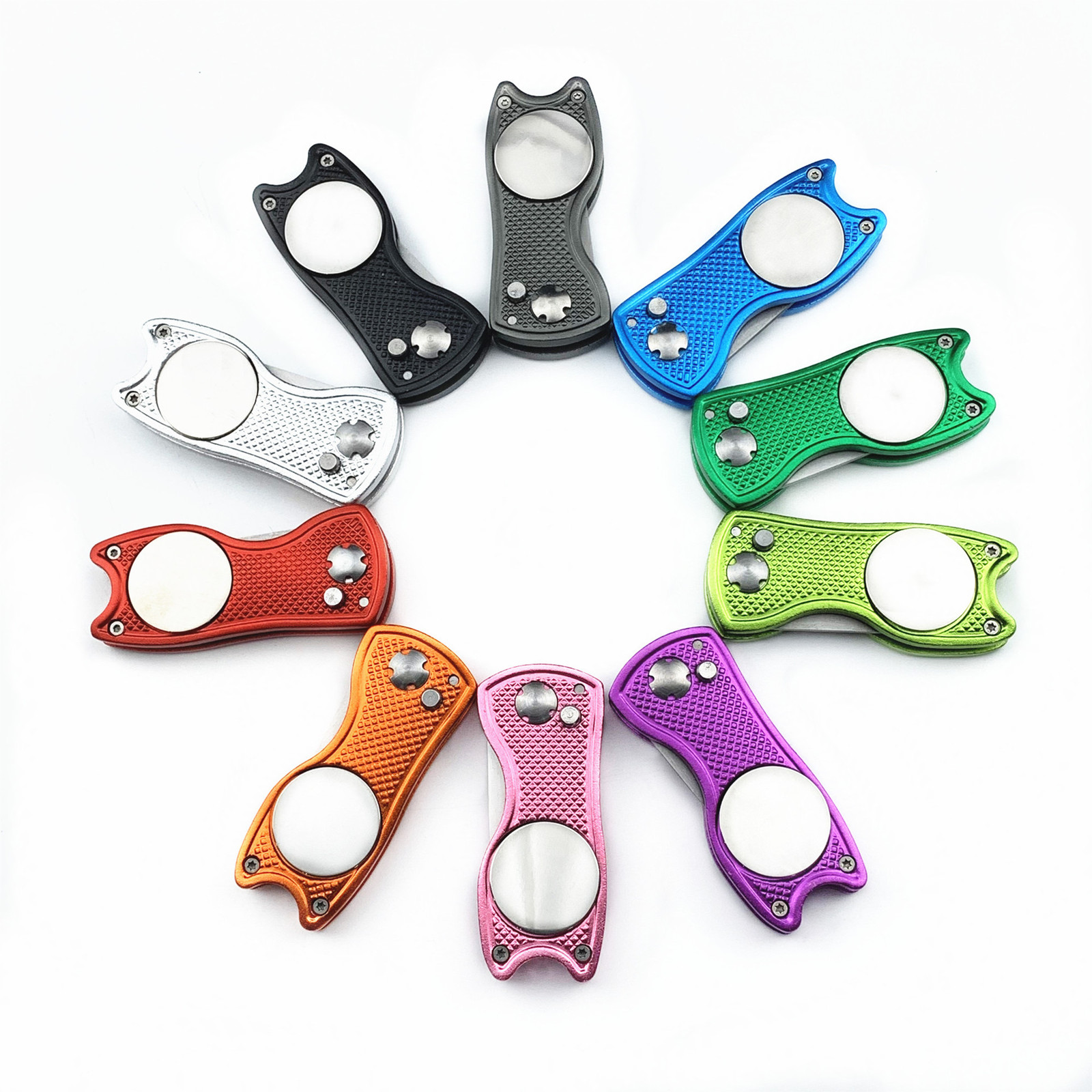 Foldble Metal Golf Divot Repair Tool Ball Markers 3