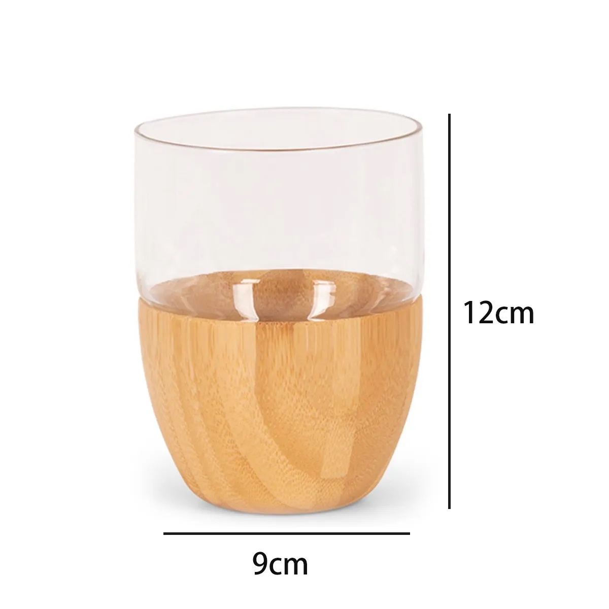 Bamboo Base 16oz Glass Cup For Coffee Custom Logo Gift Mugs 3