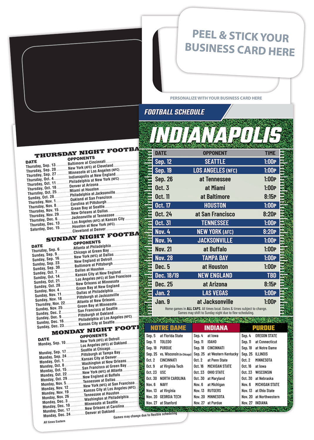 Pro Football Schedule Magnet - Peel and Stick Business Card (3.5x9) 1