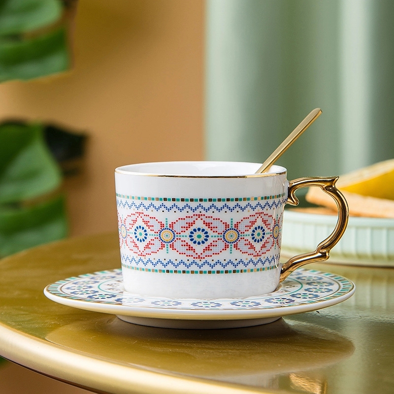 Custom 5 oz Ceramic Coffee Mug Saucer Set 6