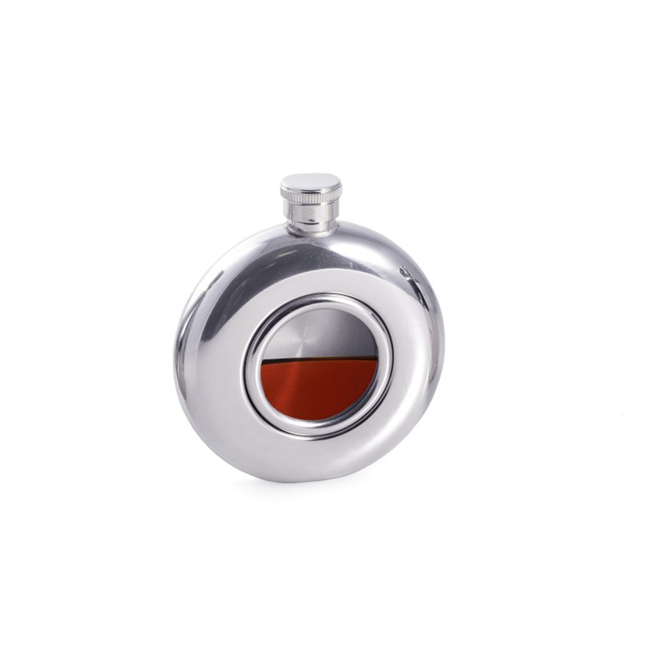 Circular Mirror Flask with Glass Center 2