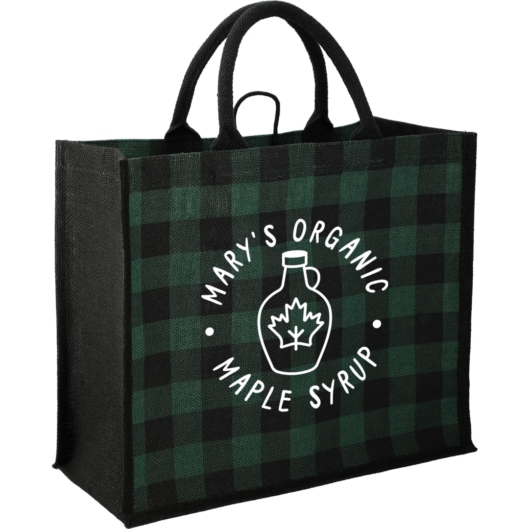 Buffalo Plaid Printed Jute Tote 42