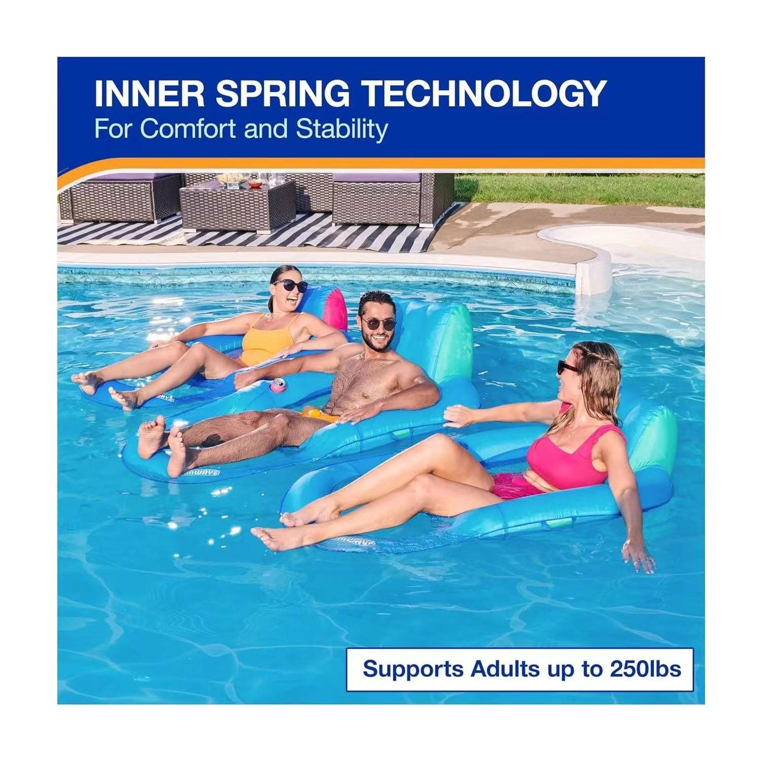 Spring Float Premium Recliner Pool Lounger for Swimming 2