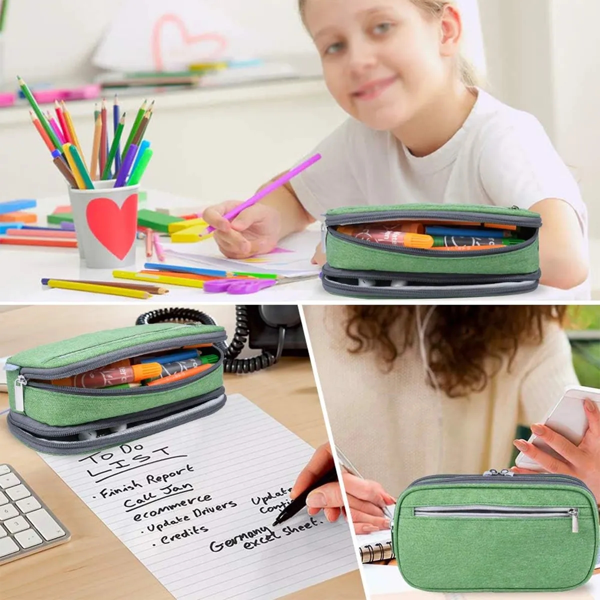 Custom Big Capacity Durable Stationery Organizer Pencil Case 7