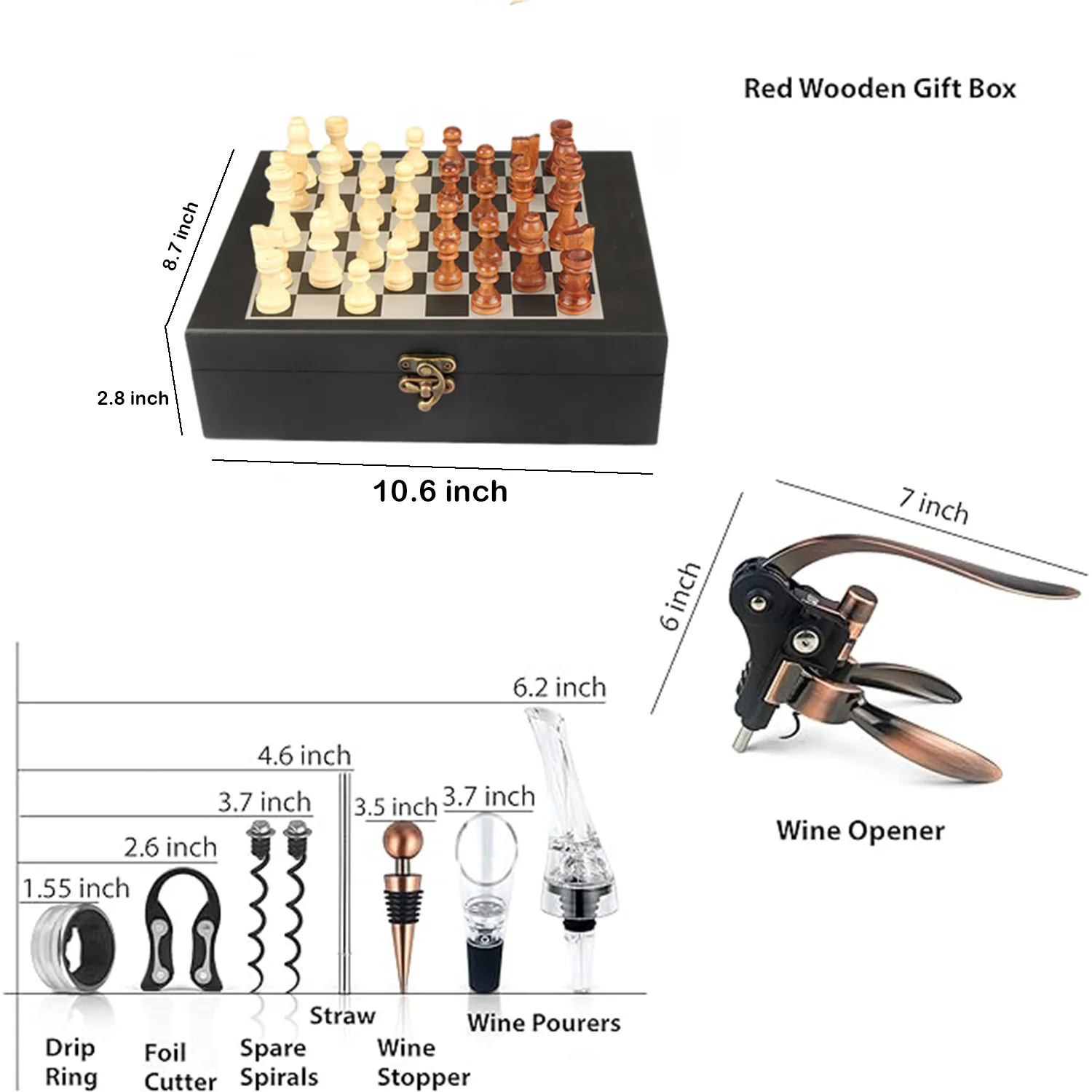 Deluxe Wine Accessories And Chess Gift Set 6
