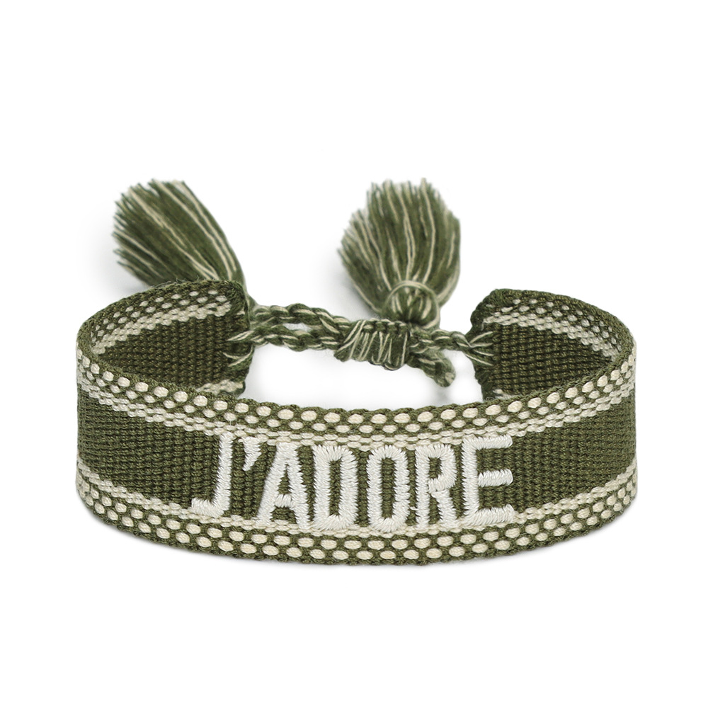 Embroidered Woven Bracelet With Tassels 2