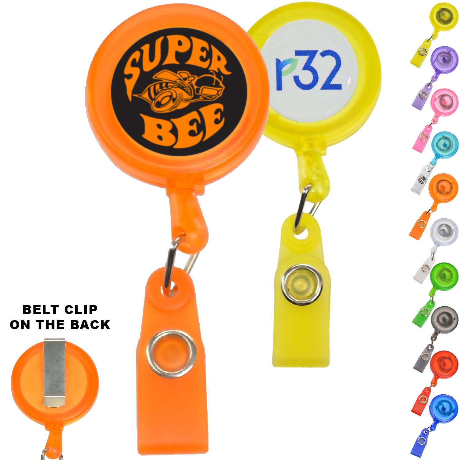 Round Transparent Badge Reel Holder w/ Match Color String & Strap 3