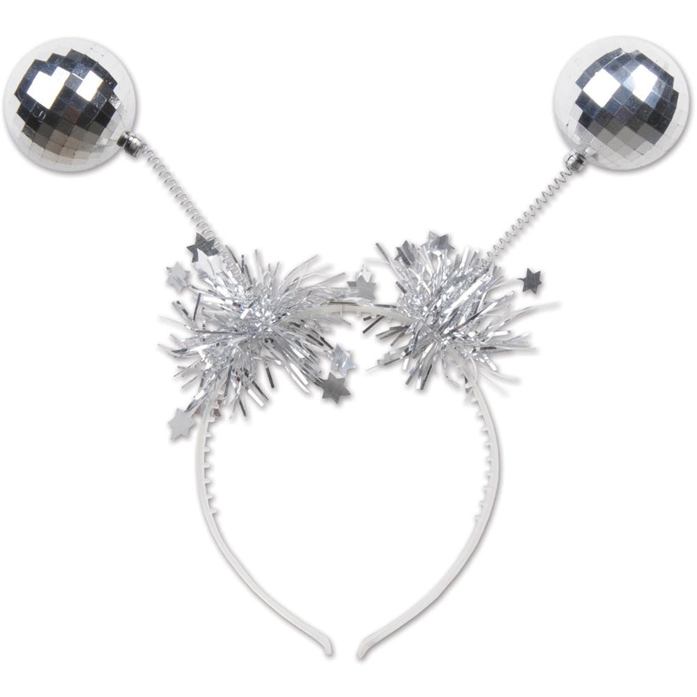 Disco Ball Bopper Headbands - Silver 2