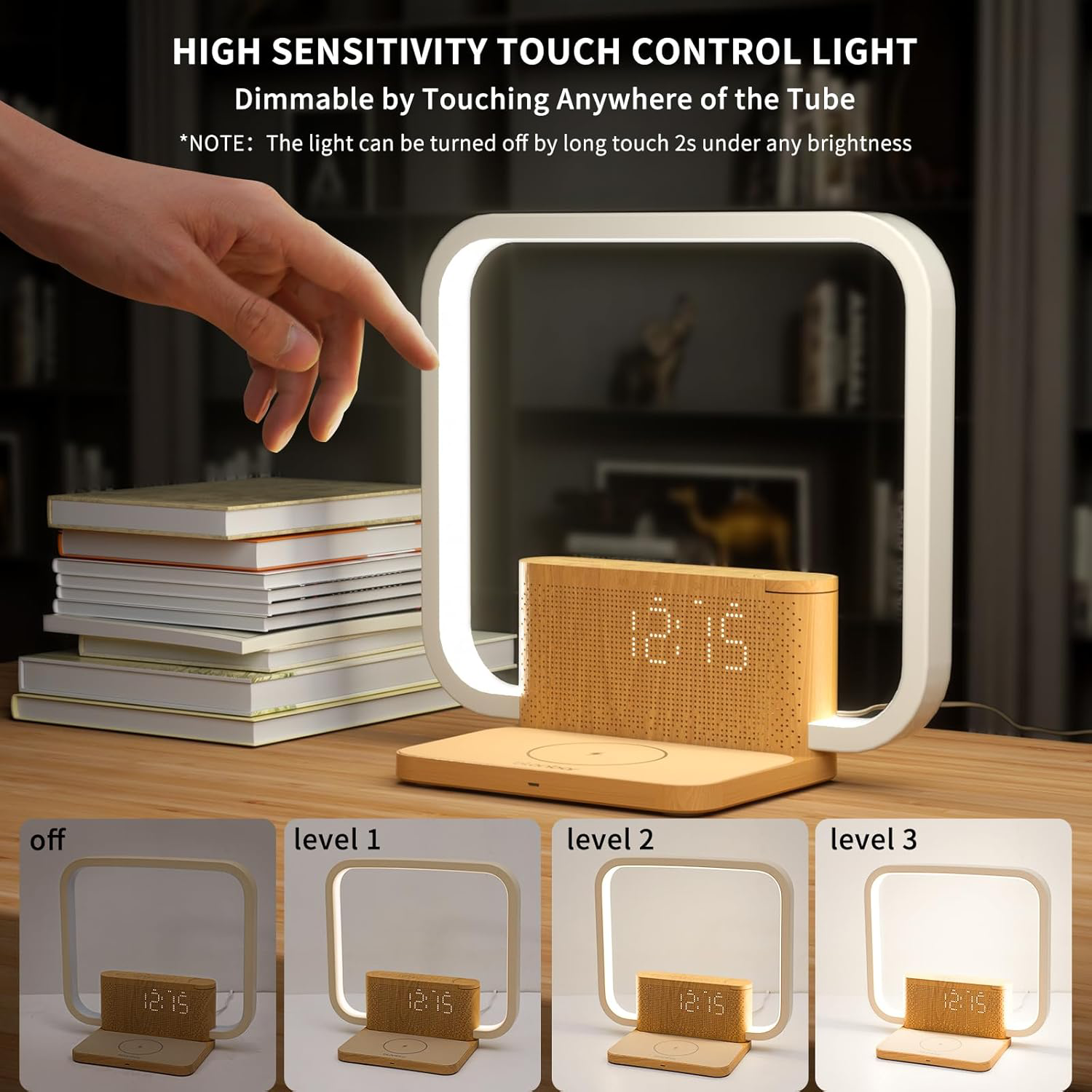 Touch Lamp with Alarm Clock Wireless Charging 7