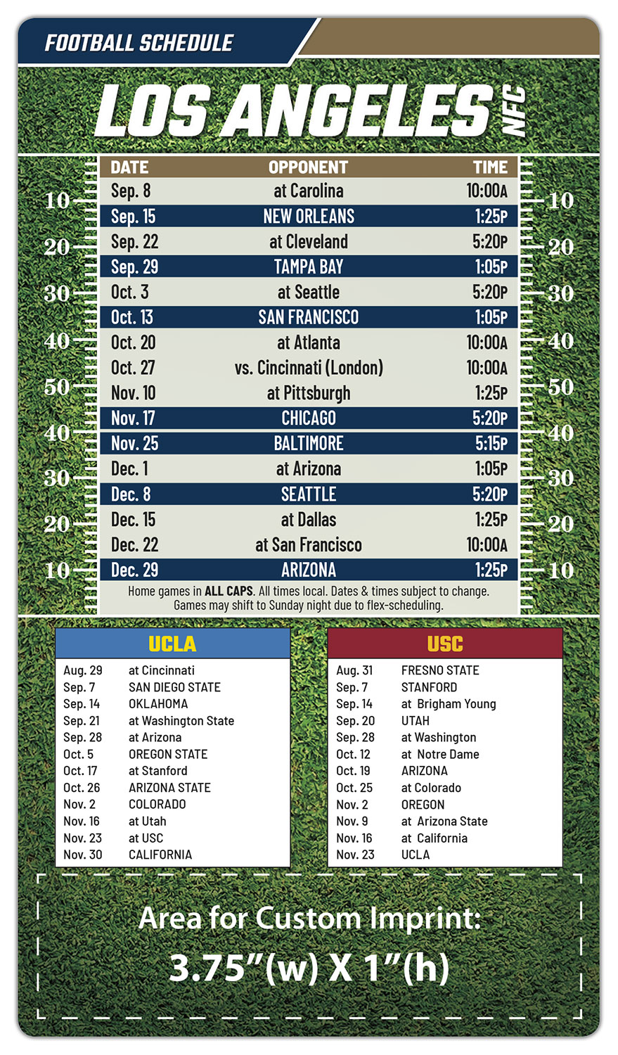 Magnet Football Sport Schedules - 4x7 Round Corners