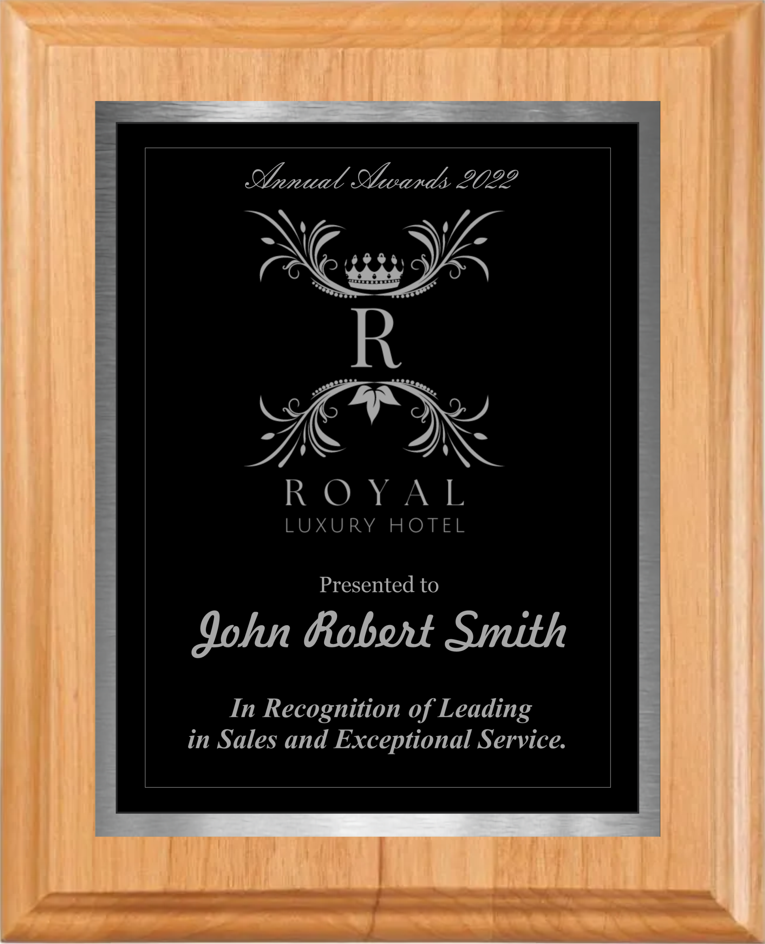 Alder Wood Plaque w/Choice of Double Plate 10