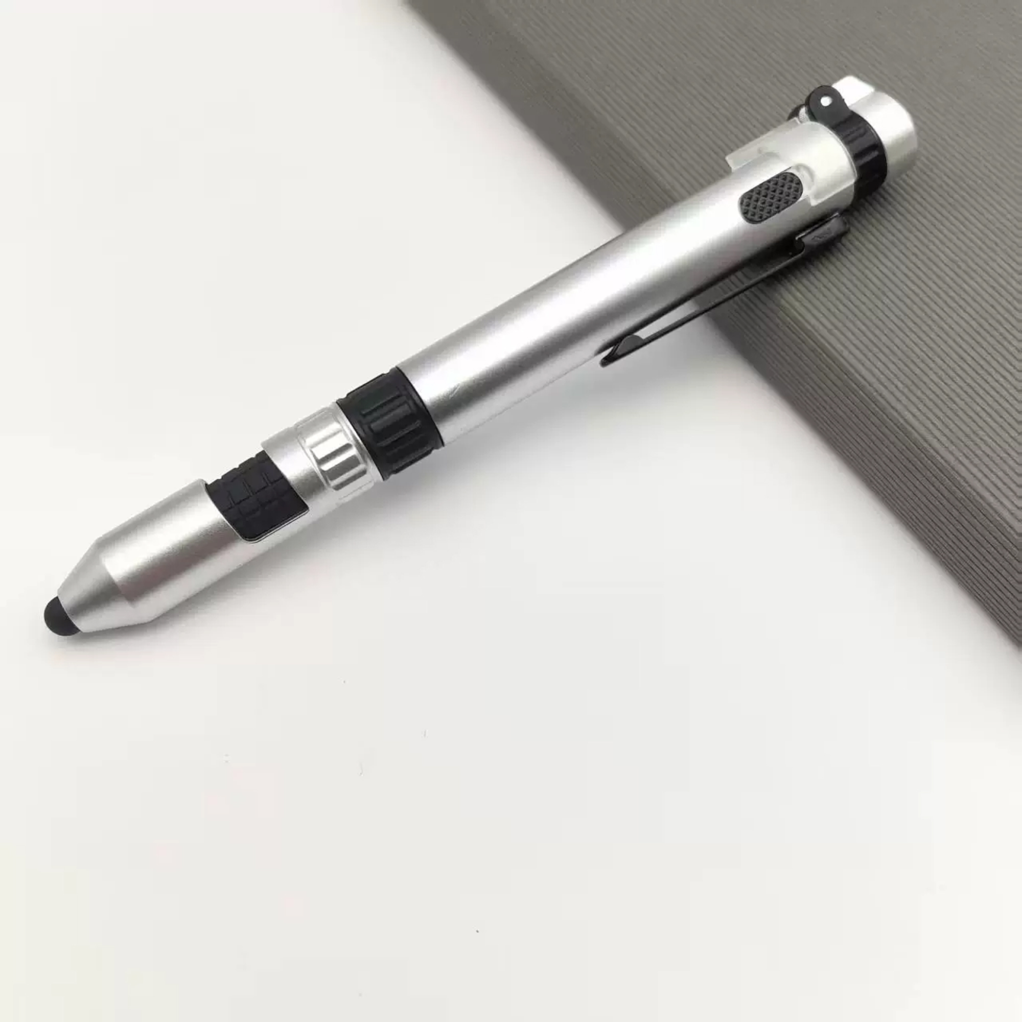 6 in 1 Multifunction Tool Ballpoint Pen with Outdoor Compass Screwdriver Torch Stylus Mobile Phone 7