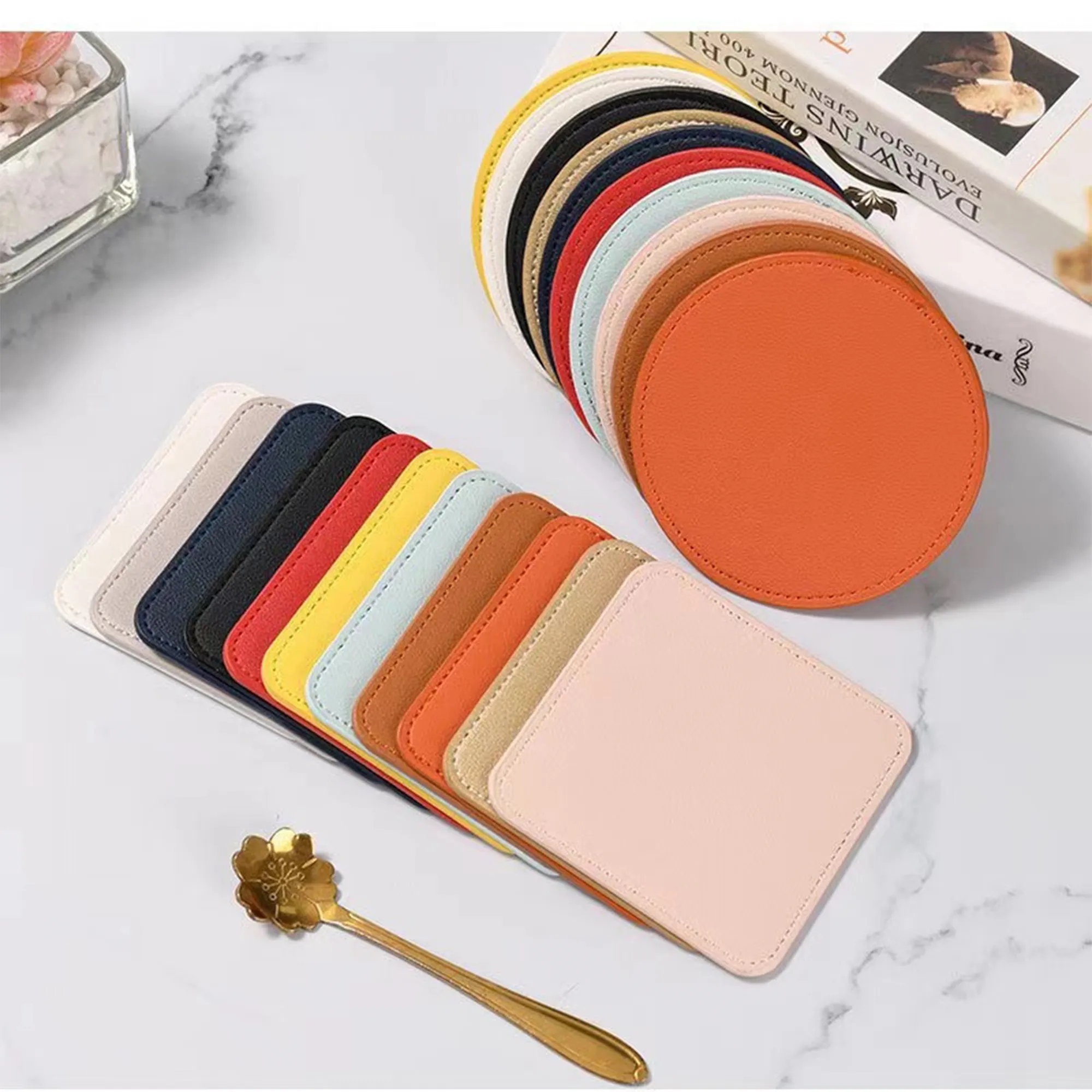 Round Square Solid Color Coasters Can Be Customized 3