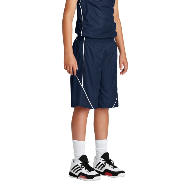 Sport-Tek Youth PosiCharge Mesh Reversible Spliced Short. 19