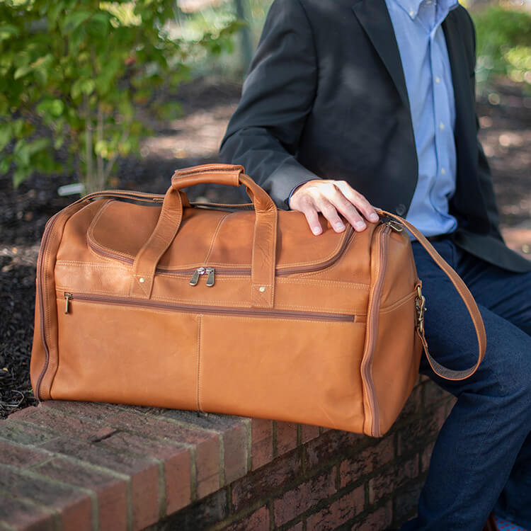 Mendoza - Large Leather Duffle Bag with U-Shape Zipper 5