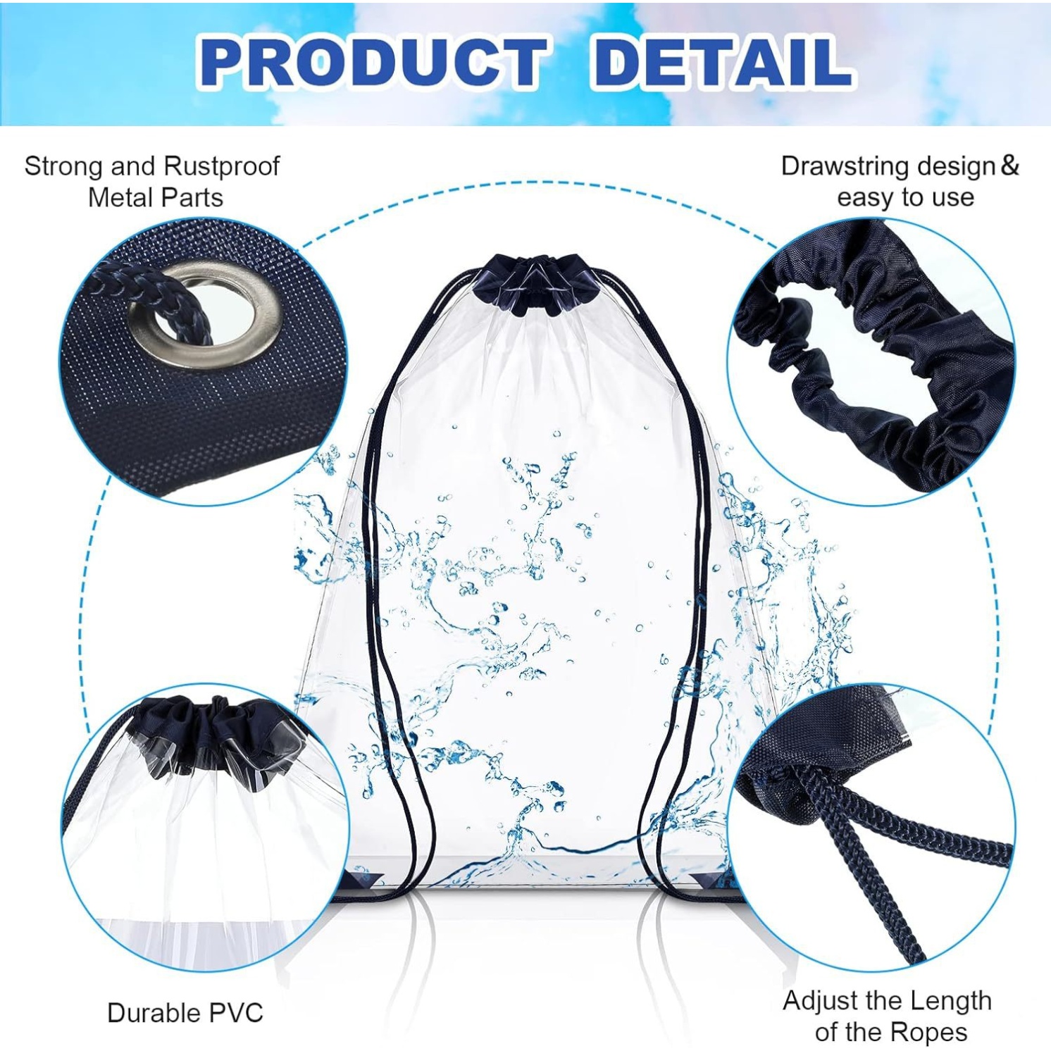 Clear PVC Drawstring Backpack (13" W x 17" H) 5
