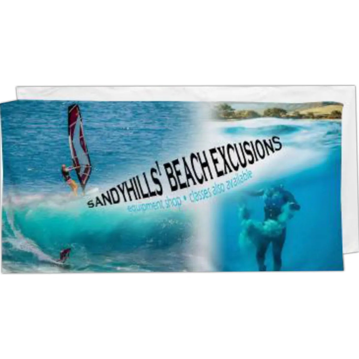 Sublimated Branding Velour Cotton Blend Beach Towel, 30x60 1