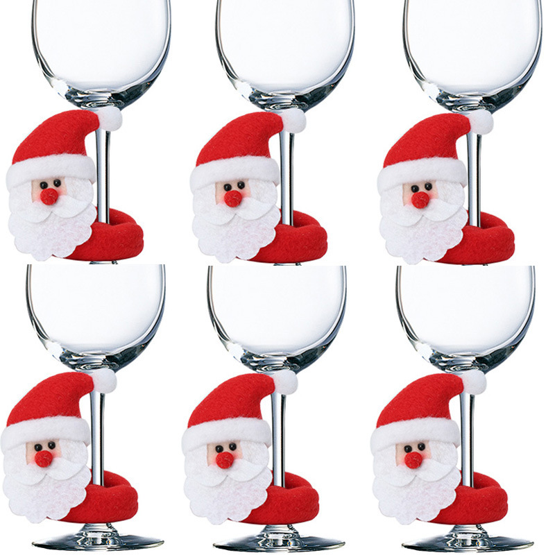 Christmas Cup Card Christmas Decoration Santa Hat Wine Glass Decor Xmas Tree Ornaments Home Party De 2