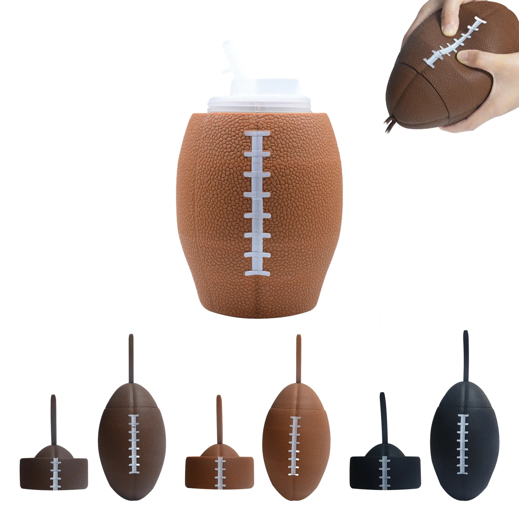 Portable Collapsible Silicone Rugby Sports Bottle 3