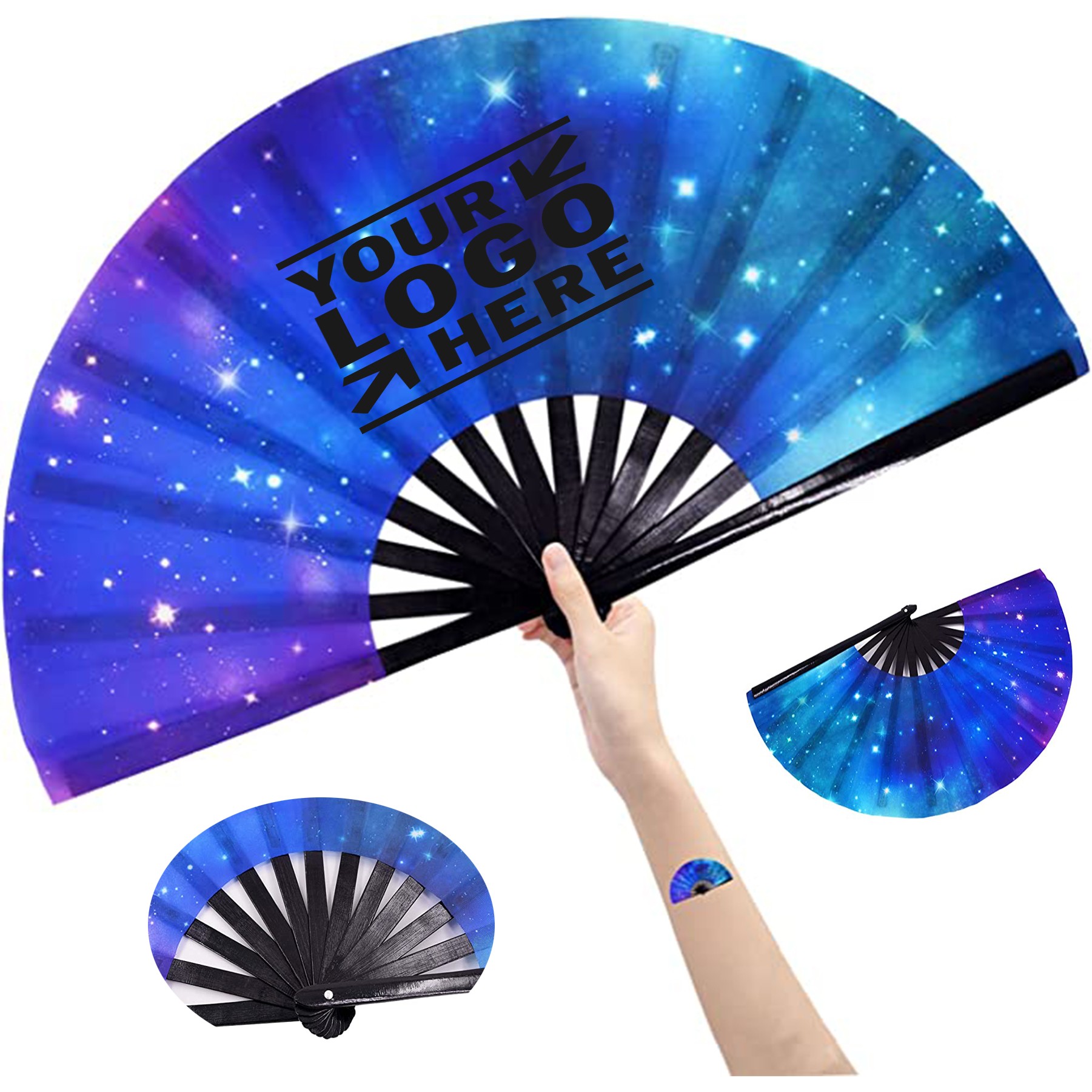 Large Folding Fans Rave Festival Accessory for Women Men 2