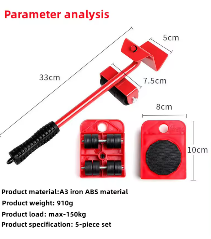 Heavy Furniture Appliance Moving Lifting System 5 Packs Mover Tool 5