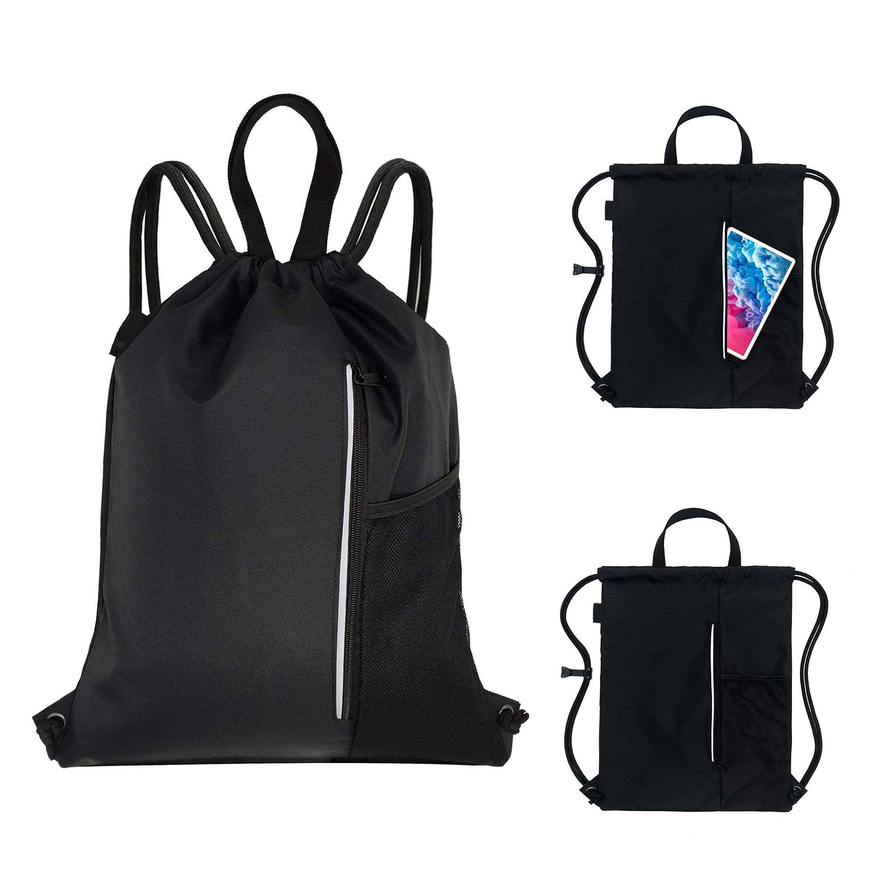 Polyester Sport Gym Sack Waterproof Drawstring Backpack Bag 7