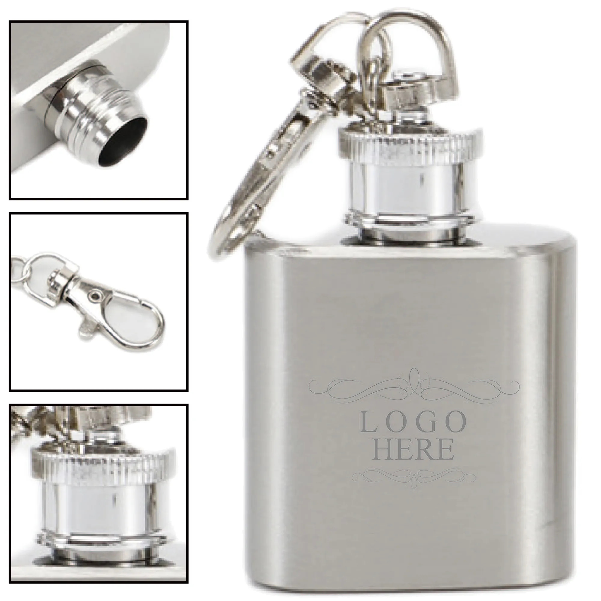 Custom Printed Stainless 1 Oz. Steel Flask Key Chain 2