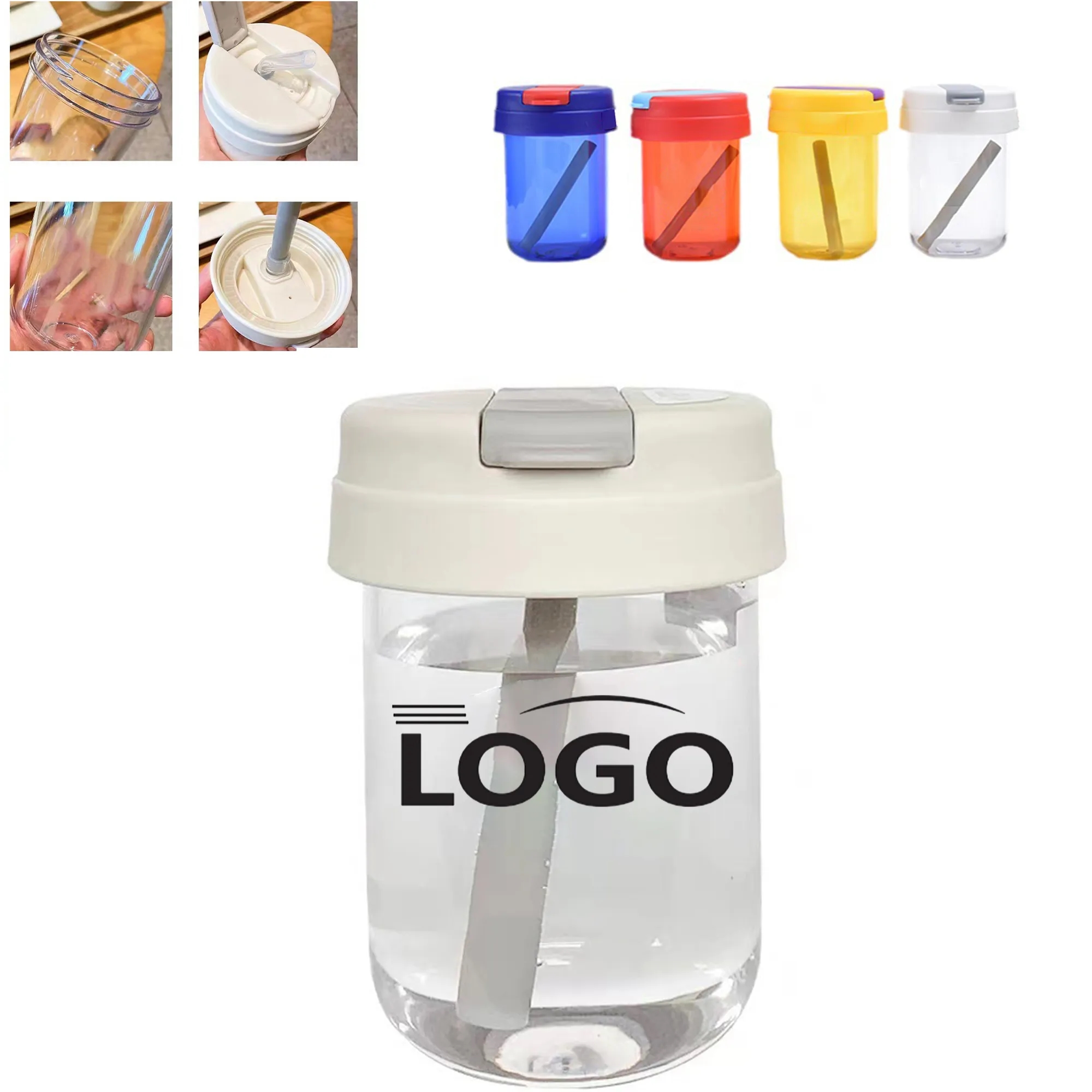 Double Wall Plastic Cup With Straw 3