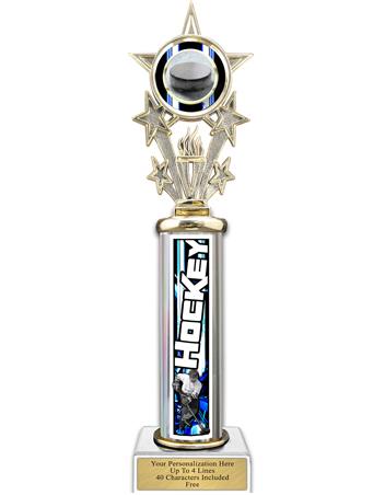 Trophy, 12" Action Matrix Hockey Blue 1 column, 1