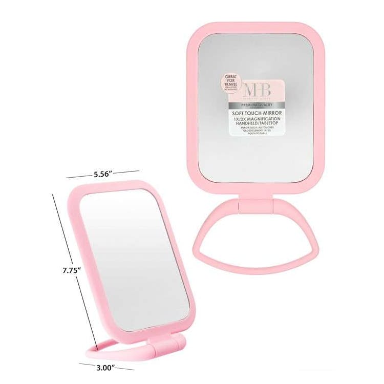 Square Mirror with Handle - PInk 2