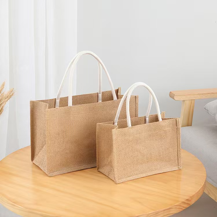 Premium Jute Carryall, custom tote bag with logo imprint 2