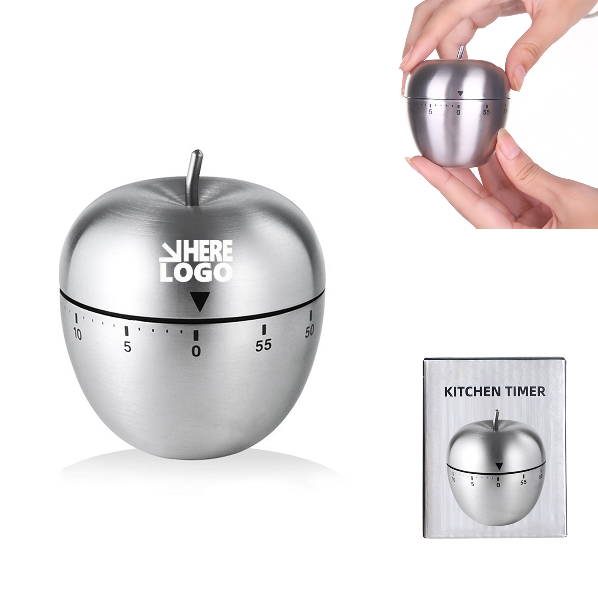 Precision Apple-Shaped Timer in Stainless Steel 1