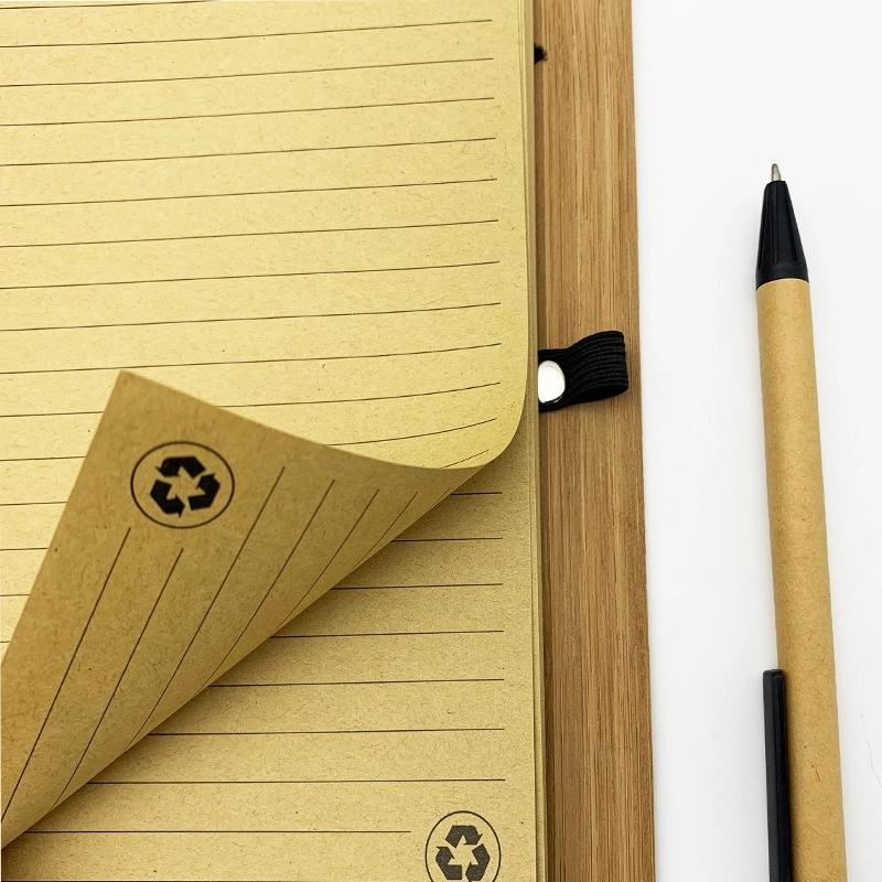 Eco-Friendly Natural Bamboo Cover Notebook With A Pen 6