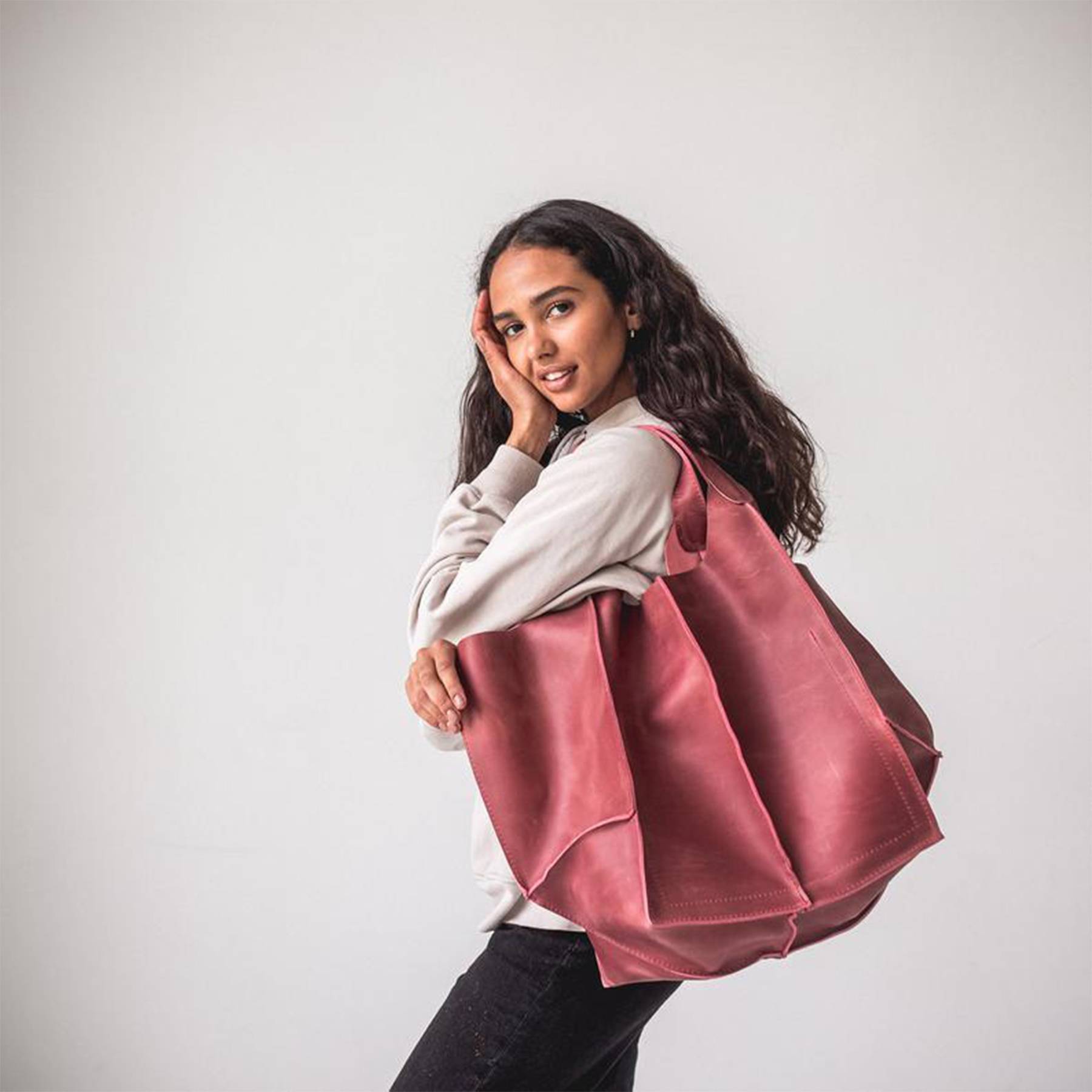 PU Large capacity wax peel ancient oil tote bag 2