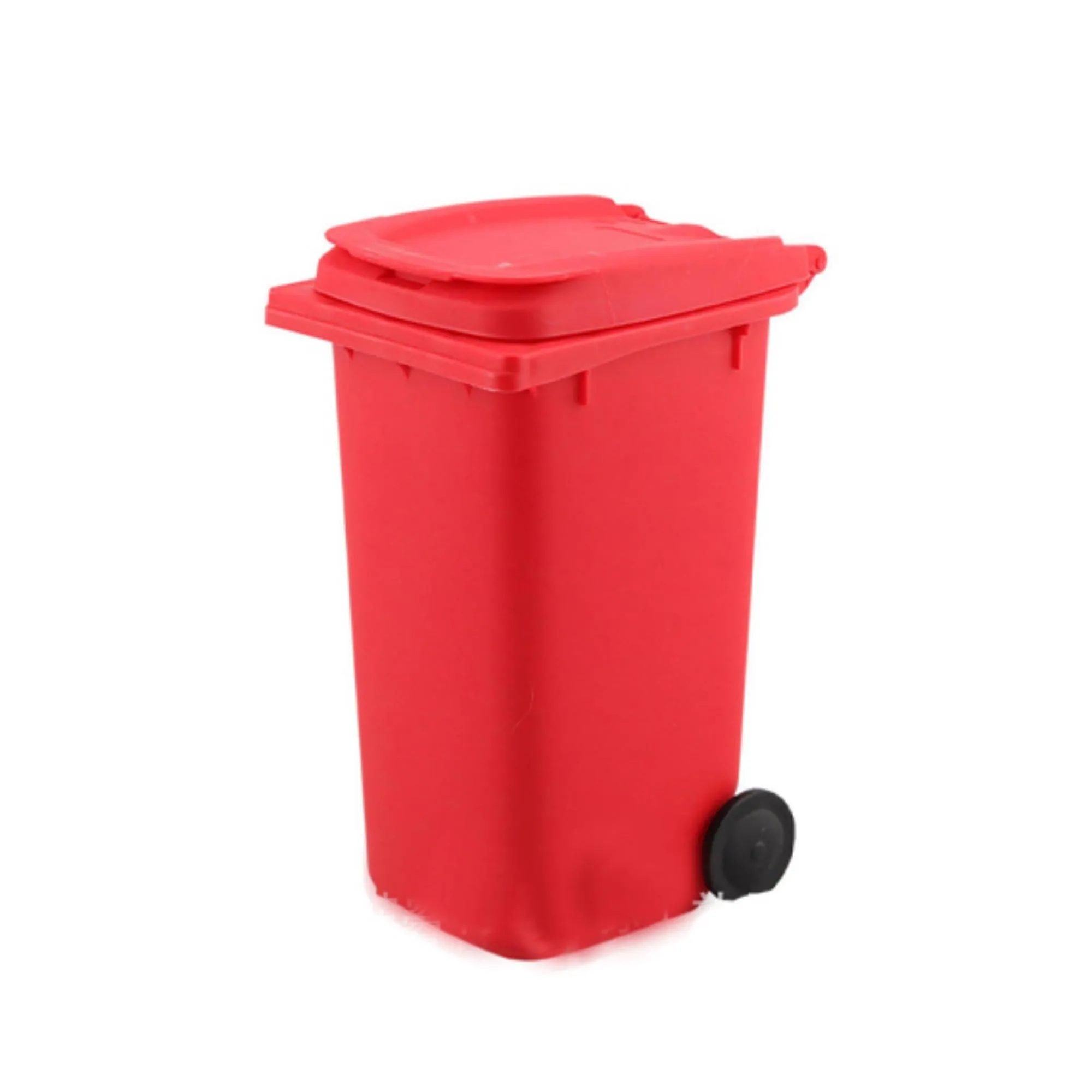 Mini Trash Can Pen Holder with Lid and Wheels 4