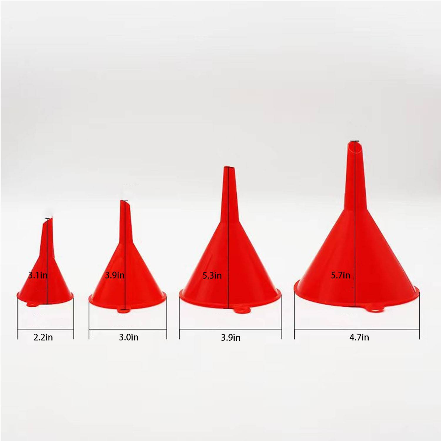 4 Piece Portable Car Use Plastic Oil Funnels Set 5