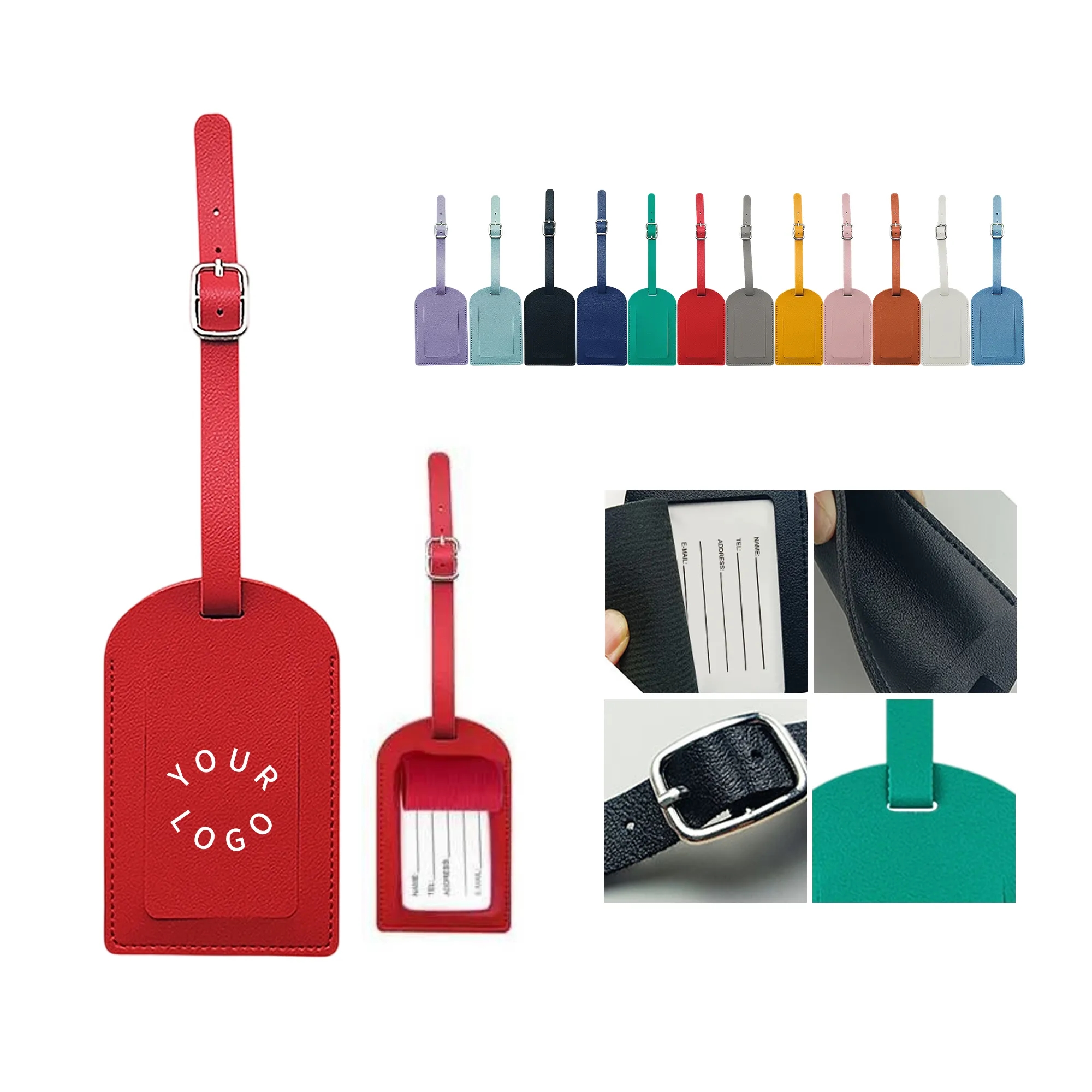 PU Leather Luggage Tag with Adjustable Strap for Easy Identi 2