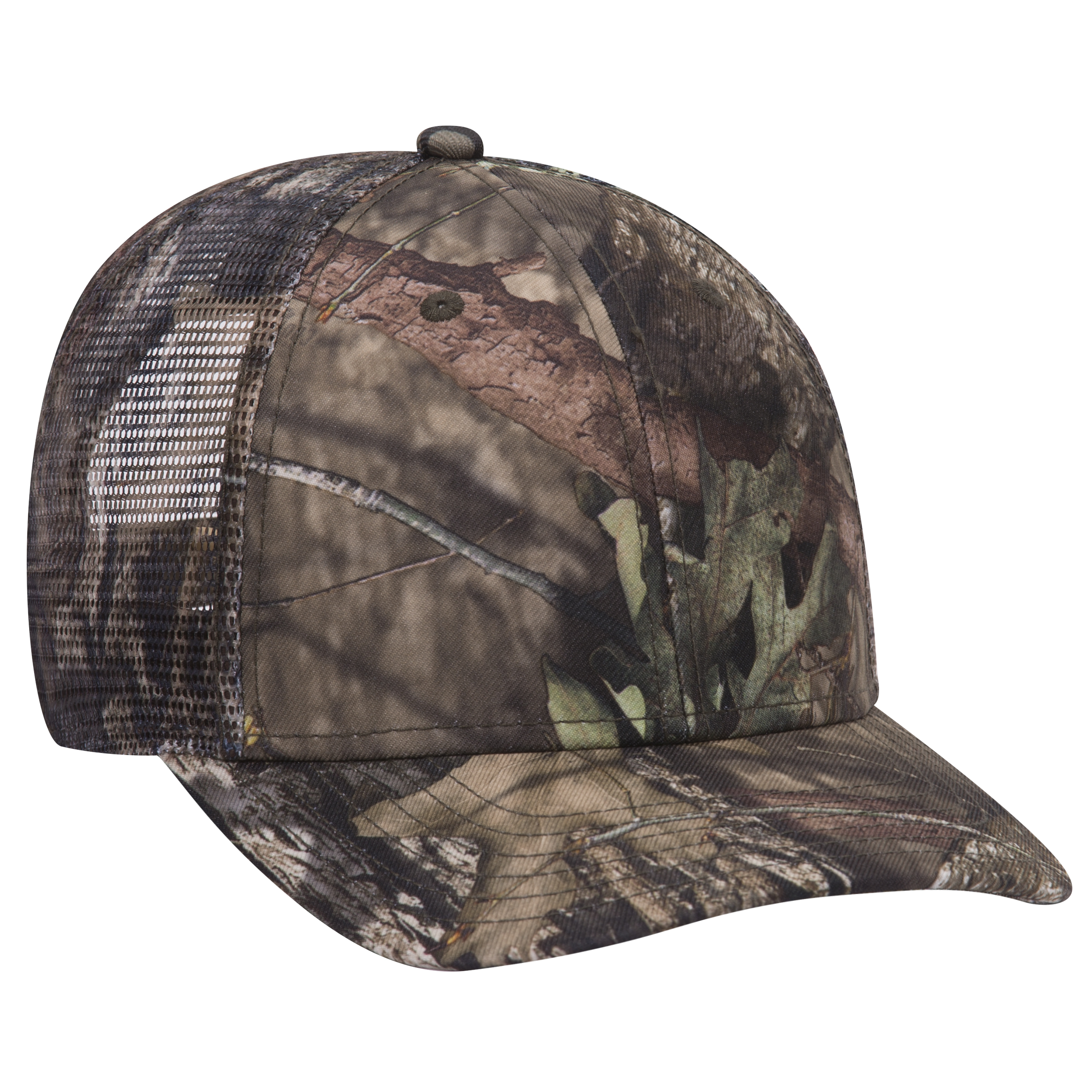 OTTO CAP® Mossy Oak Camouflage Superior Polyester Twill 6 Panel Low Profile Mesh Back Trucker Hat 6