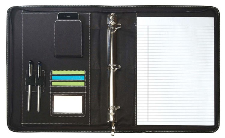 Leatherette Zippered Binder Padfolio 2